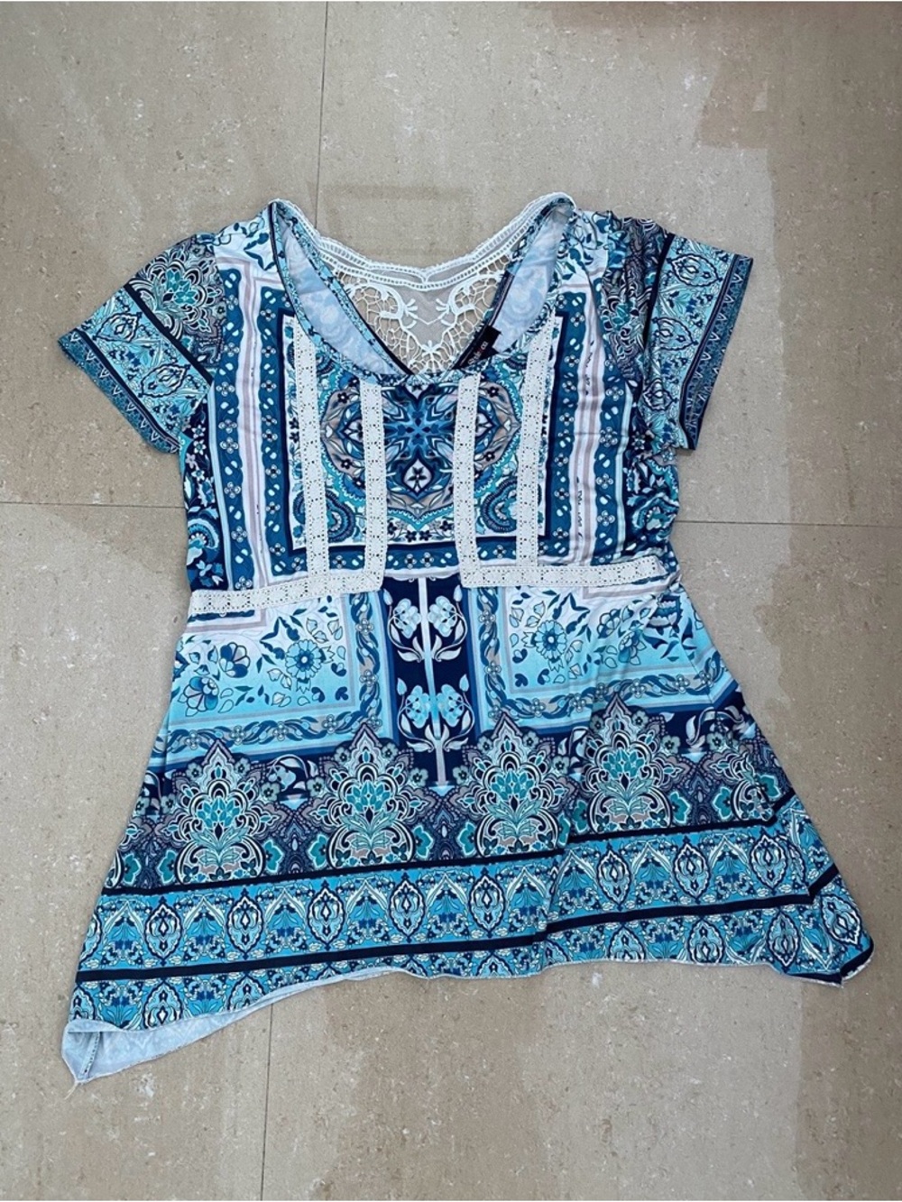 Style & Co Sz S paisley and lace top
